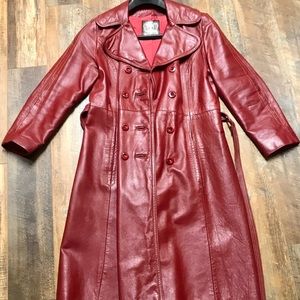 *HP* Vintage 24K Leather Dan Di Modes Red Trench
